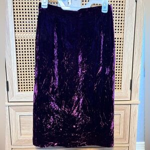 Albert Paul Crushed Velvet Purple Wine Midi Skirt Women's Size Small Extra Small